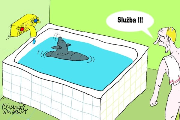 Karikatura dna Medzitym v Kremli