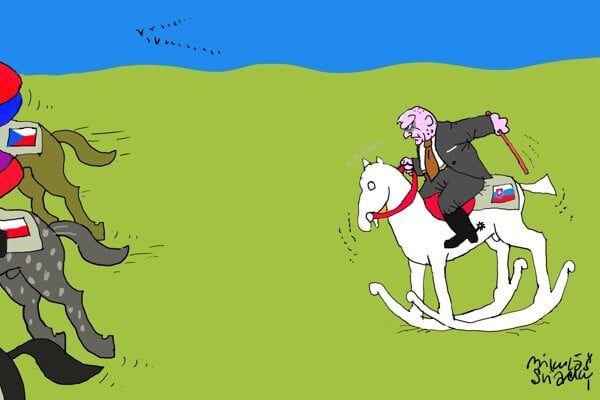 Karikatura dna Svojsky jazdec