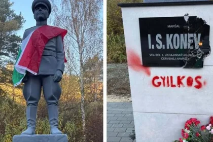 Socha maršala Koneva poškodená na výročie povstania